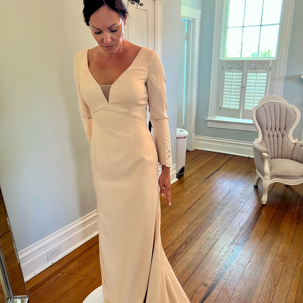 Elegant Champagne Long Sleeve Dress